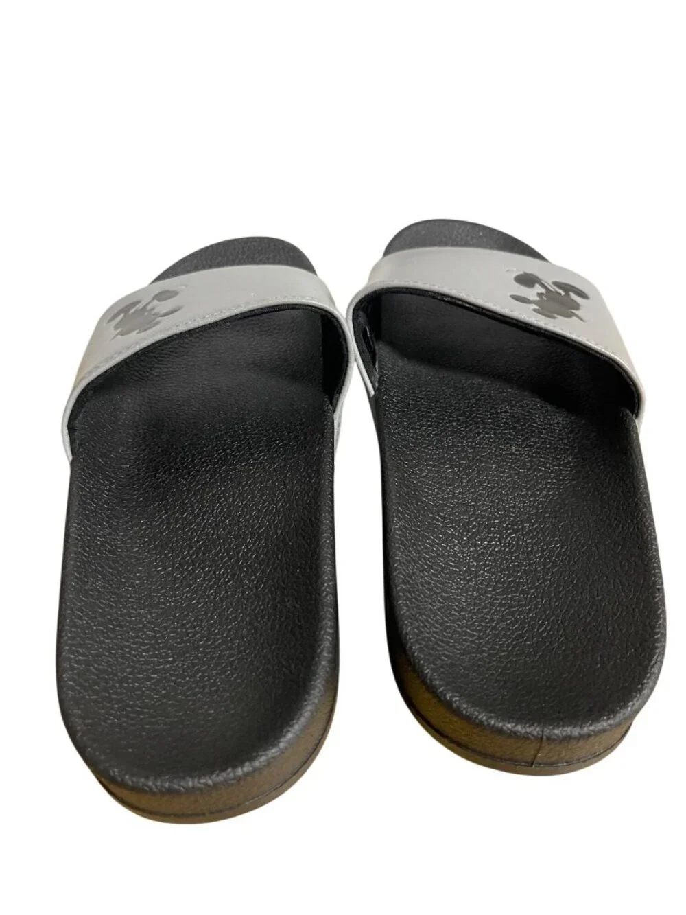 Disney Mickey Mouse Gray Black Slide Sandals Mens Size 8 Pool Beach Resort Wear